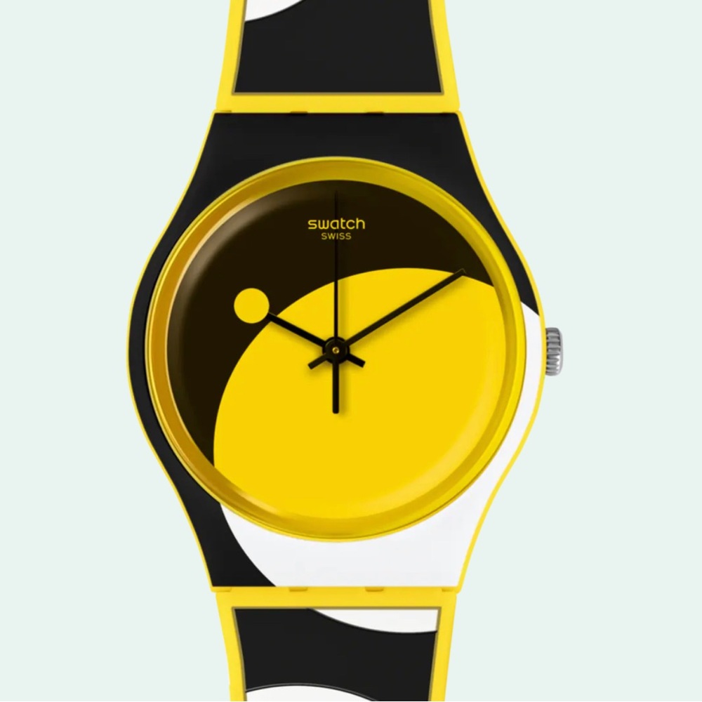 Swatch D-Form Watch GJ 139 Black White Yellow